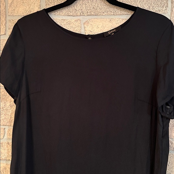 Quince Washable Stretch Silk Tee Dress Black M - Picture 6 of 9
